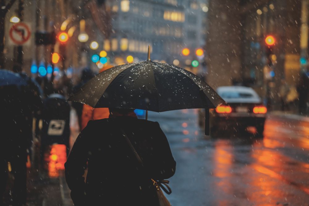 brickwork during rain